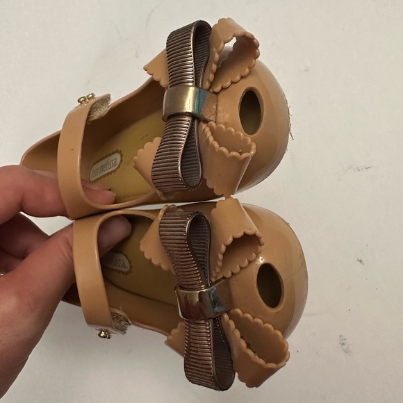 Mini Melissa Rose Gold Bow Peep Toe Mary Janes Toddler Shoe Size US 7 - EU 22/23 - Picture 2 of 10